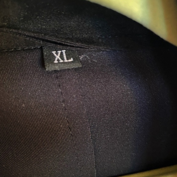 EUC Yira Lightweight Black Faux Suede / Neoprene Trench Coat in Size Large - Picture 6 of 9